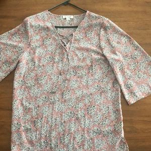 Floral polyester bell  sleeve blouse